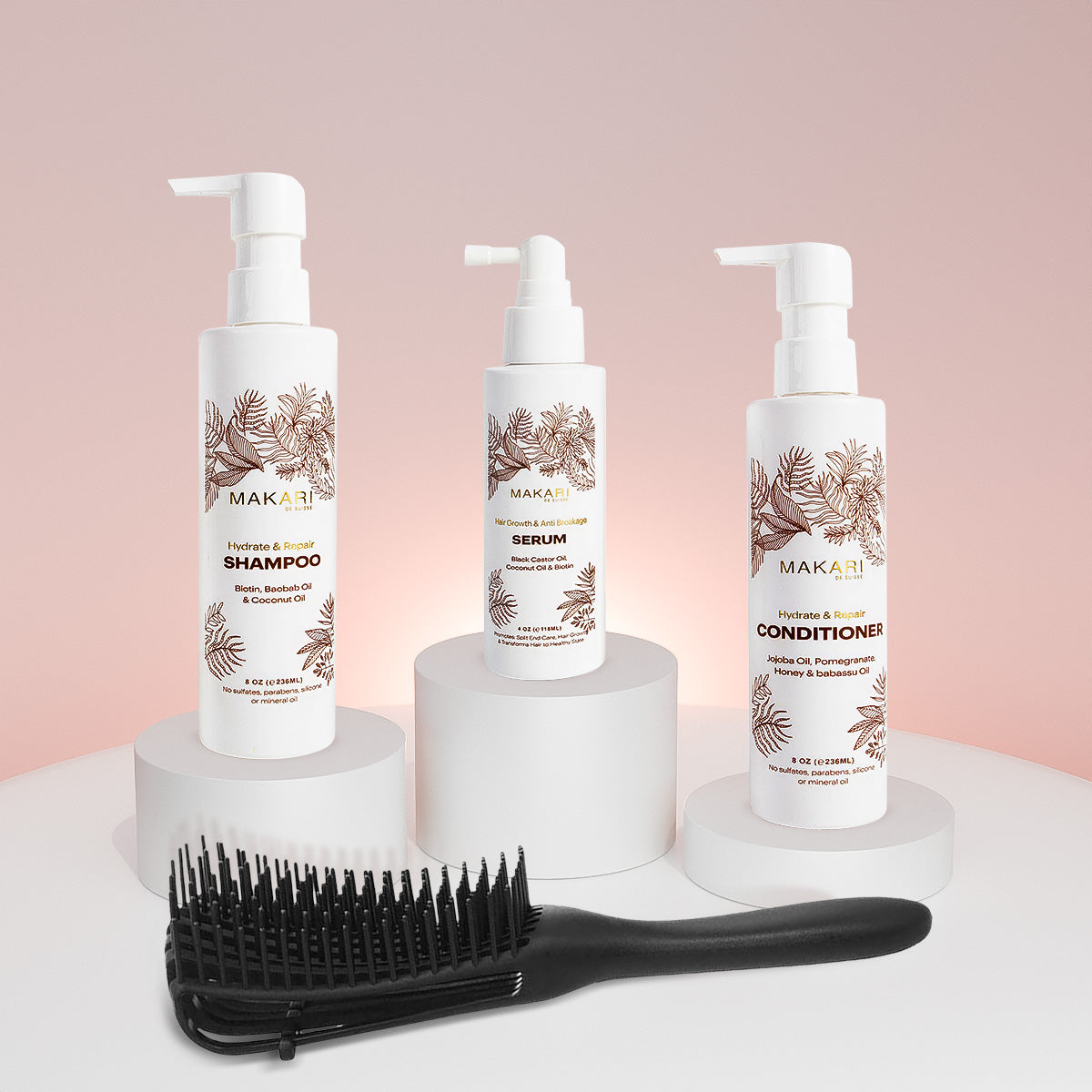 Hair Set Including Shampoo + Conditioner + Serum + Hair Brush - Paris Shop - Image 4