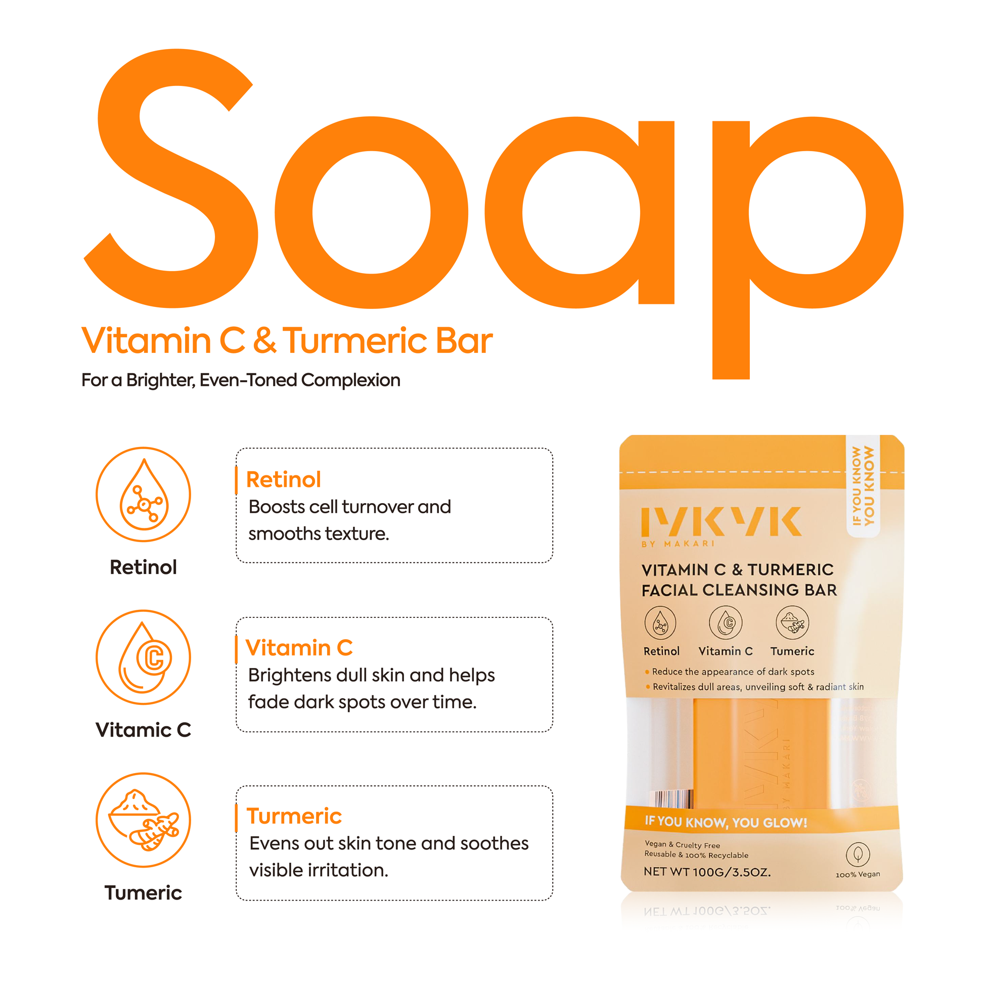 IYKYK VITAMIN C & TURMERIC FACIAL CLEANING BAR - 2 PACK - Image 2